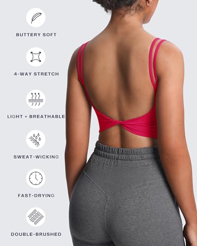 Women's Workout Sports Bras Fitness Yoga Crop Tank Twist Back Cami