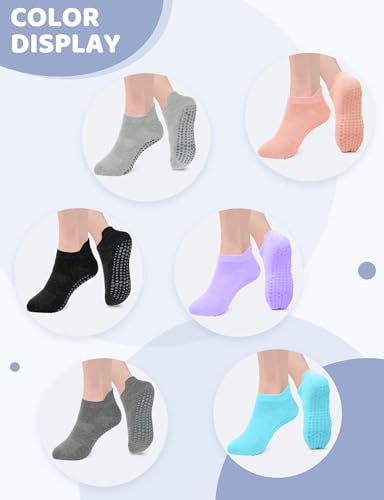 Grip Socks for Women Men Pilates Grip Socks Non Slip Yoga Sock with Grips for Barre Barefoot Hospital Grippy Sock