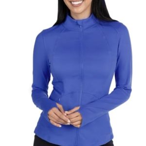 Women's Stretch Long Sleeve Zip Up Yoga Jacket with Thumb Holes