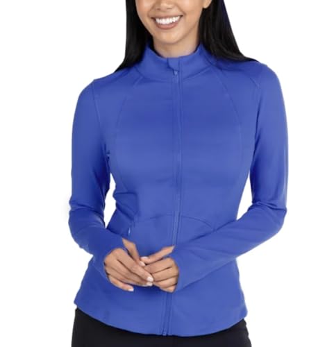 Women's Stretch Long Sleeve Zip Up Yoga Jacket with Thumb Holes