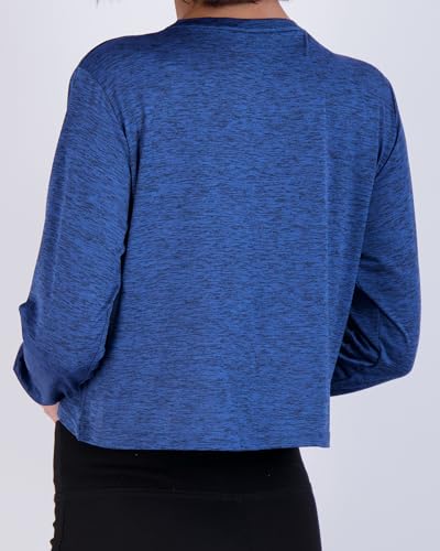5 Pack: Women's Dry Fit Crop Top - Long Sleeve Crew Neck Stretch Athletic Tee (Available in Plus Size)
