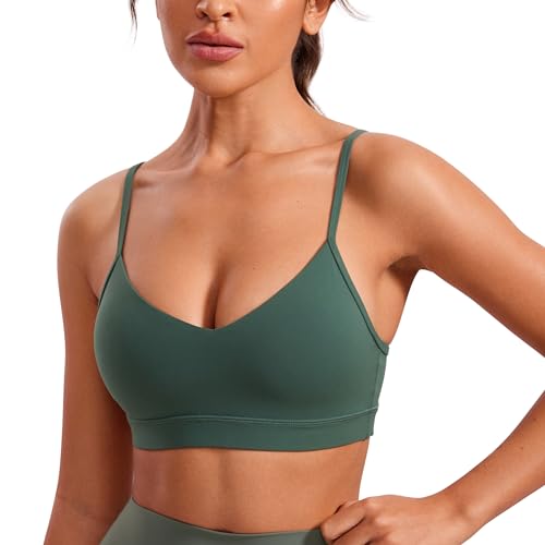 Butterluxe V-Neck Sports Bras for Women - Adjustable Thin Straps Padded Yoga Top Basic Wireless Camisole