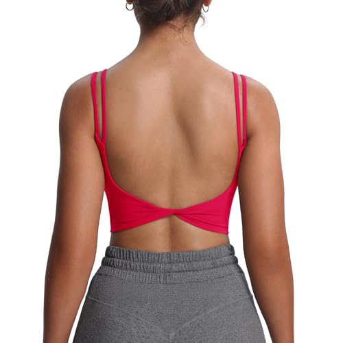 Women's Workout Sports Bras Fitness Yoga Crop Tank Twist Back Cami
