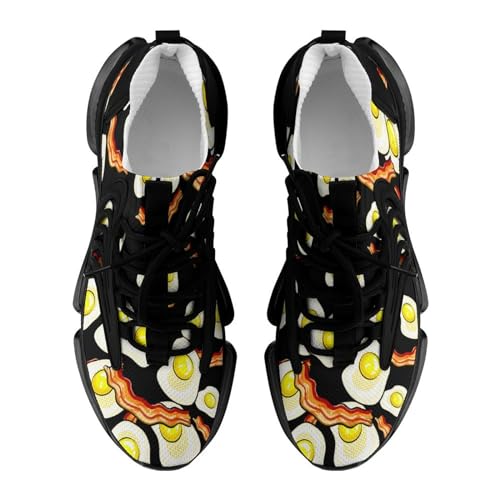 Fried Eggs Bacon Funny Smiling Face Lightweight Women's Sneakers Running Tennis Shoes Walking Sportswear Gym Travel for Men