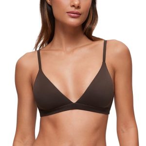Softhold Womens Double Lined Triangle Bralette - Adjustable Straps Unlined Wireless Cami Plunge T-Shirt Everyday Bra