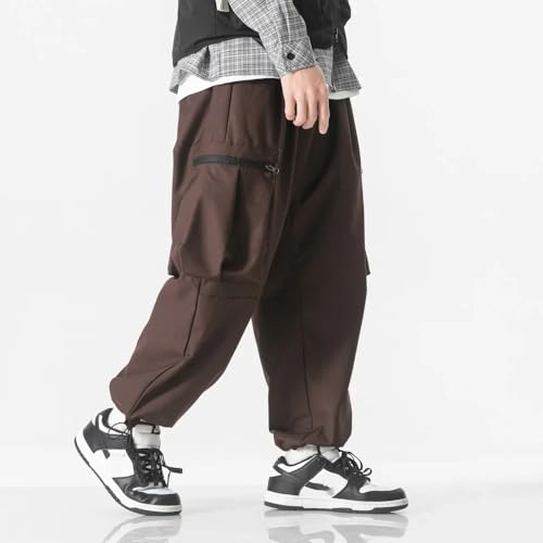 Men Loose Casual Elastic Waist Cargo Pants Male Streetwear Sport Trousers Women Hop