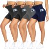 4 Pack Biker Shorts for Women with Pockets – 5" High Waisted Tummy Control Workout Yoga Running Gym Tennis Shorts