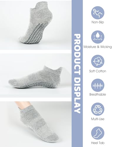 Grip Socks for Women Men Pilates Grip Socks Non Slip Yoga Sock with Grips for Barre Barefoot Hospital Grippy Sock