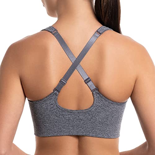 Women’s Seamless Convertible Sports Bra, 2-Pack, Black/Gray (Small)