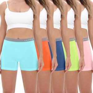Women's Cotton Boxer Briefs 3" Inseam Underwear Boy Shorts Panties 5 Pack