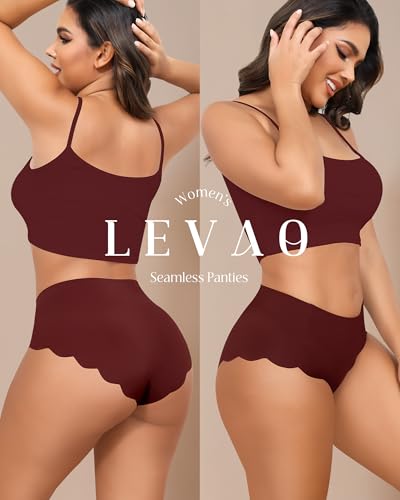 High Waisted Seamless Underwear for Women Full Coverage No-Show Bikini Wave Edge Panties 6 Packs