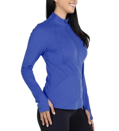 Women's Stretch Long Sleeve Zip Up Yoga Jacket with Thumb Holes