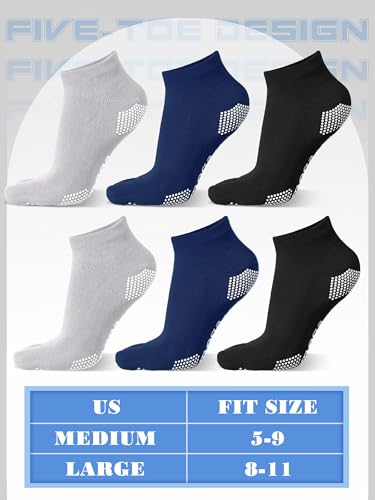 6 Pairs Women Toe Socks Non Slip Yoga Socks with Grip Men Pilates Toe Socks for Dance Gym