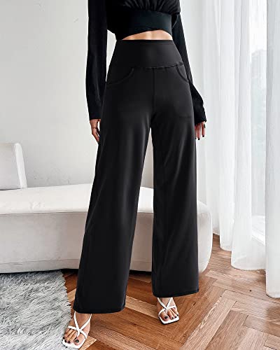 Wide Leg Pants Woman Yoga Pants with Pockets Stretch Loose Casual Lounge Sweatpants Petite/Regular/Tall