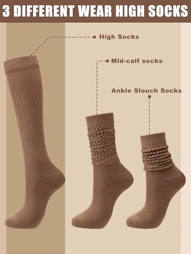 4 Pairs Slouch Socks for Women Bulk Stacked Boot 80s 90s Neon Slouch Knit Scrunchie Socks