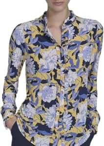 Women's Long Sleeve Button Up Ruffle Placket Blouse