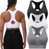 Women's Sports Bras 3 Pack Racerback Medium Support Bras V-Neck Padded Workout Seamless Yoga Athletic Bras