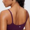 Womens Butterluxe Adjustable Spaghetti Strap Sports Bra - Scoop Neck Wireless Padded Yoga Workout Crop Top