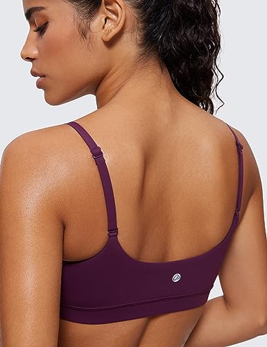 Womens Butterluxe Adjustable Spaghetti Strap Sports Bra - Scoop Neck Wireless Padded Yoga Workout Crop Top