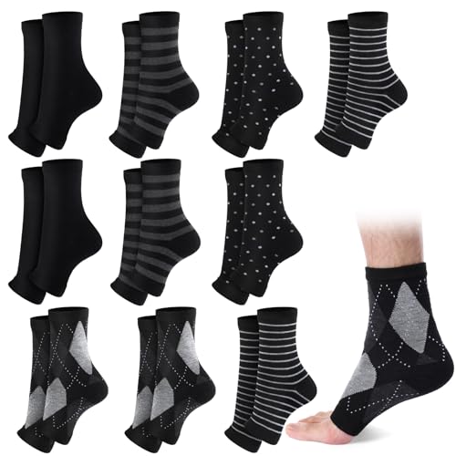 10 Pairs Men Toeless Socks Open Toe Flip Flop Pedicure Socks for Sandals Running Yoga Spa