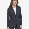 Women's Pinstripe Puff Sleeve Blazer