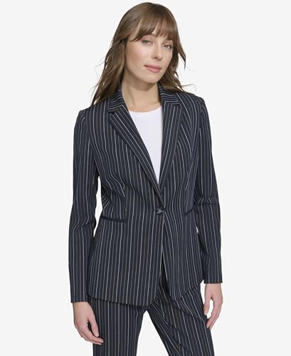 Women's Pinstripe Puff Sleeve Blazer