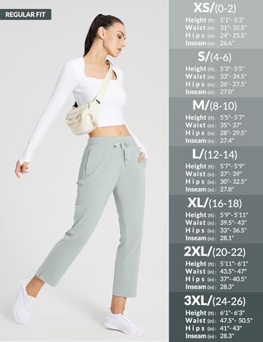 Women's Golf Pants with Pockets Petite Stretch Work Pant High Waisted Sweatpants for Travel Athletic