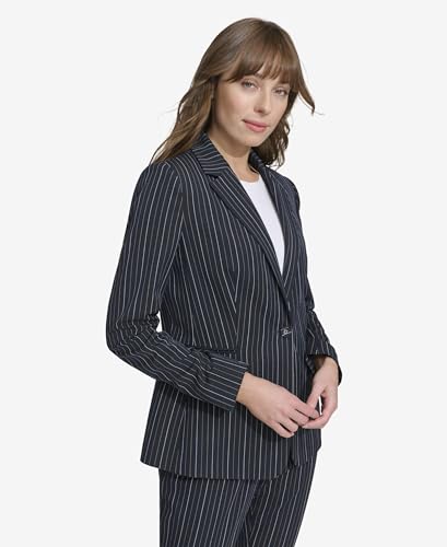 Women's Pinstripe Puff Sleeve Blazer