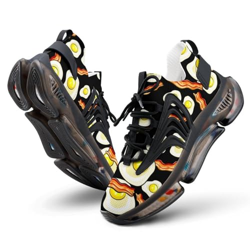 Fried Eggs Bacon Funny Smiling Face Lightweight Women's Sneakers Running Tennis Shoes Walking Sportswear Gym Travel for Men