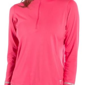 Women’s Long Sleeve Quarter-Zip Pullover – Lightweight, UPF 30+, Thumbholes & Reflective Cuff for Golf & Activewear