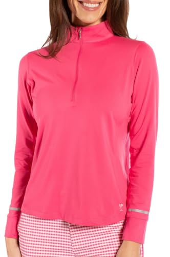 Women’s Long Sleeve Quarter-Zip Pullover – Lightweight, UPF 30+, Thumbholes & Reflective Cuff for Golf & Activewear
