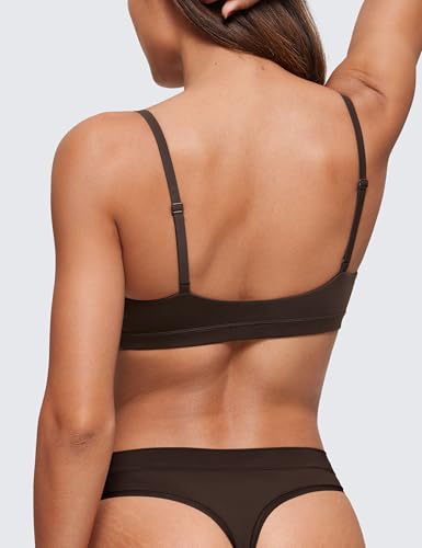 Softhold Womens Double Lined Triangle Bralette - Adjustable Straps Unlined Wireless Cami Plunge T-Shirt Everyday Bra
