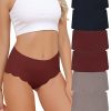 High Waisted Seamless Underwear for Women Full Coverage No-Show Bikini Wave Edge Panties 6 Packs
