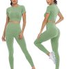 Workout Sets for Women Two Piece Outfits Seamless High Waist Leggings Yoga Crop Tops Athletic Sports Gym Sets