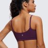 Womens Butterluxe Adjustable Spaghetti Strap Sports Bra - Scoop Neck Wireless Padded Yoga Workout Crop Top