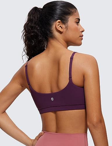 Womens Butterluxe Adjustable Spaghetti Strap Sports Bra - Scoop Neck Wireless Padded Yoga Workout Crop Top