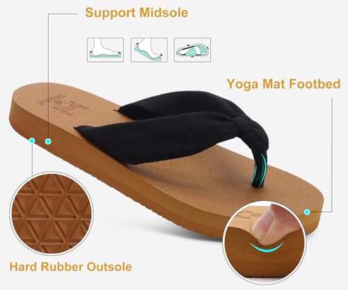Flip Flops for Women with Arch Support Yoga Mat Comfortable Summer Beach Walking Thong Cushion Sandals Slip On Indoor Outdoor