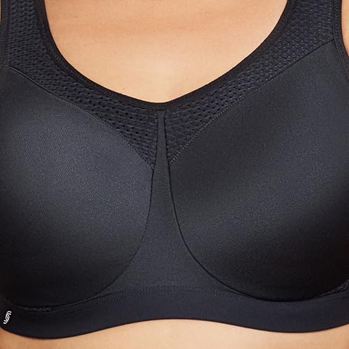 Full Figure Plus Size High Impact Wonderwire Sports Bra Underwire #9066 Black/Purple 46B