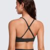 Butterluxe Deep V-Neck Sports Bras for Women - Spaghetti Strap Criss Cross Padded Top Low Coverage Wireless Yoga
