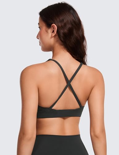 Butterluxe Deep V-Neck Sports Bras for Women - Spaghetti Strap Criss Cross Padded Top Low Coverage Wireless Yoga