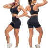 3 Piece Workout Sets for Women Butt Lifting Leggings with High Impact Sports Bra Gym Shorts