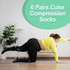 6 Pairs Plus Size Compression Socks for Women Wide Calf Extra Large Knee High Support for Travel Yoga Running Circulation