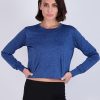 5 Pack: Women's Dry Fit Crop Top - Long Sleeve Crew Neck Stretch Athletic Tee (Available in Plus Size)
