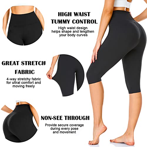 3 Pack Leggings for Women High Waisted Soft Black Yoga Pants for Workout Athletic Running Reg & Plus Size