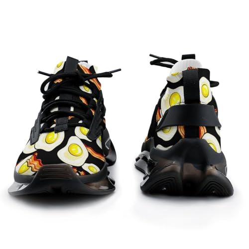 Fried Eggs Bacon Funny Smiling Face Lightweight Women's Sneakers Running Tennis Shoes Walking Sportswear Gym Travel for Men