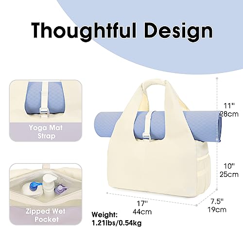 Yoga Gym Bags for Women with Shoes Compartment & Wet Dry Storage Pockets & Adjustable Yoga Mat Holder, Patent Pending