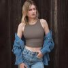 Women's 2 Piece Tank Tops Crew Neck Sleeveless Basic Stretch Casusal Yoga Crop Camis