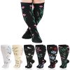 6 Pairs Plus Size Compression Socks for Women Wide Calf Extra Large Knee High Support for Travel Yoga Running Circulation