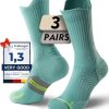 Womens Coolmax Bamboo Viscose Compression Running Crew Socks, Moisture-Wicking Anti-Blister Hiking&Gym Athletic