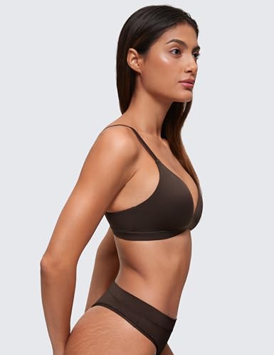 Softhold Womens Double Lined Triangle Bralette - Adjustable Straps Unlined Wireless Cami Plunge T-Shirt Everyday Bra